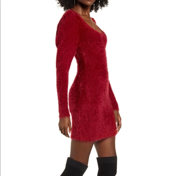 4SI3NNA ROMANTIC SLEEVE MINI SWEATER DRESS NWT - Picture 3 of 10